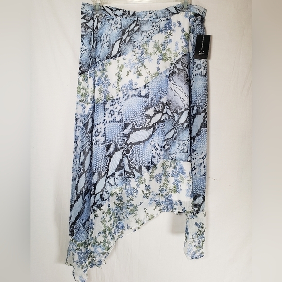 NWT INC International Concepts Blue Lattice Snake Print Skirt Sz 6 - Picture 2 of 8